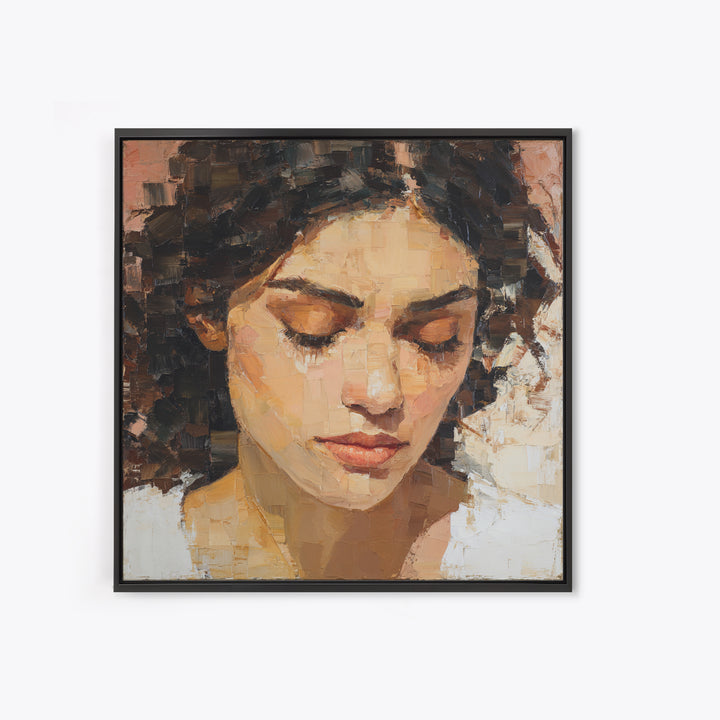 Expressive Portrait with Dramatic Light and Textured Canvas Print, Art, Printable Art, Living Room Decor, Oil Painting, ART-1x1-76