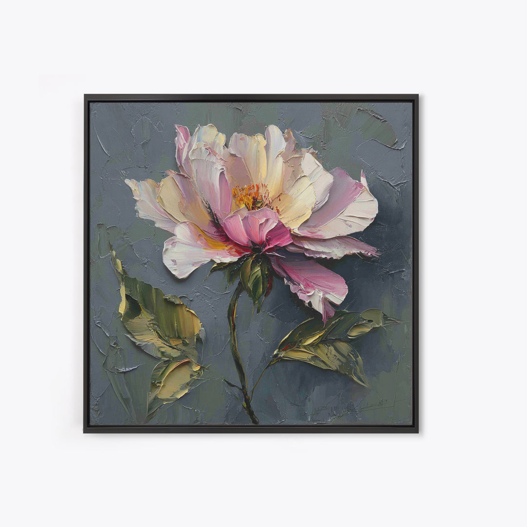 Romantic Floral Oil Painting Framed Canvas Print, Art, Art Commission, Living Room Decor, Oil Painting, Black Art, ART-1x1-8