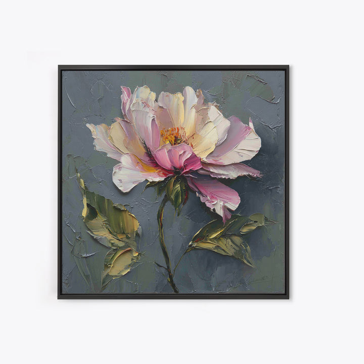 Romantic Floral Oil Painting Framed Canvas Print, Art, Art Commission, Living Room Decor, Oil Painting, Black Art, ART-1x1-8