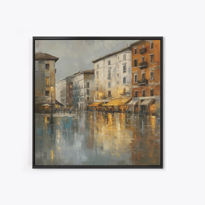 Moody City Scene Reflected Canvas Print, Art, Boho Wall Art, Living Room Decor, Oil Painting, Textured Painting, ART-1x1-82