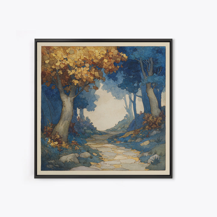 Woodland Path with Golden Autumn Atmosphere Canvas Print, Art, Horizontal Wall Art, Living Room Decor, Fine Art, ART-1x1-95