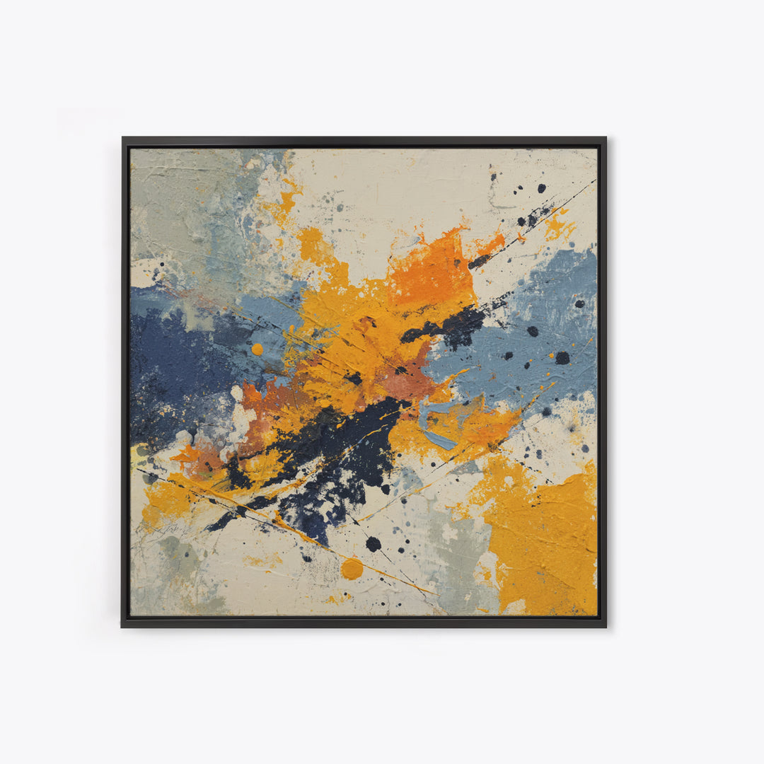 Contemporary Abstract with Layered Pigments and Energetic Canvas Print, Art, Gallery Decor, Living Room Decor, Abstract Art, ART-1x1-98