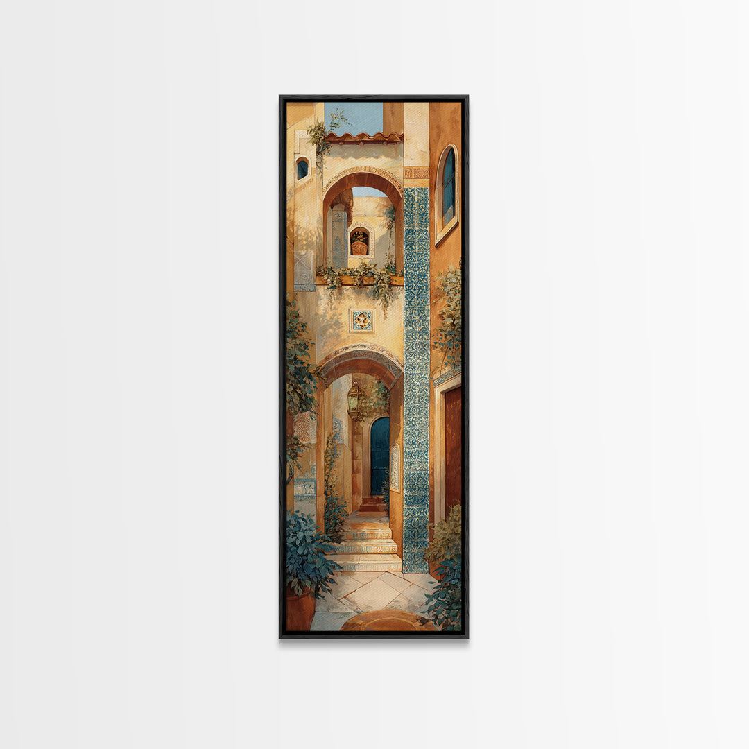 Architectural Archway in Warm Mediterranean Light Canvas Print, Art, Framed Wall Art, Living Room Decor, Fine Art, ART-1x3-10