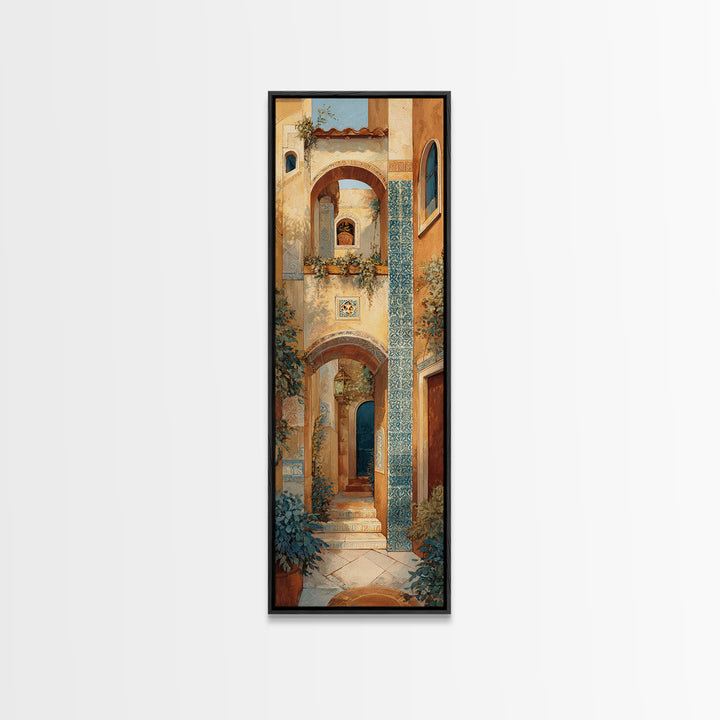 Architectural Archway in Warm Mediterranean Light Canvas Print, Art, Framed Wall Art, Living Room Decor, Fine Art, ART-1x3-10