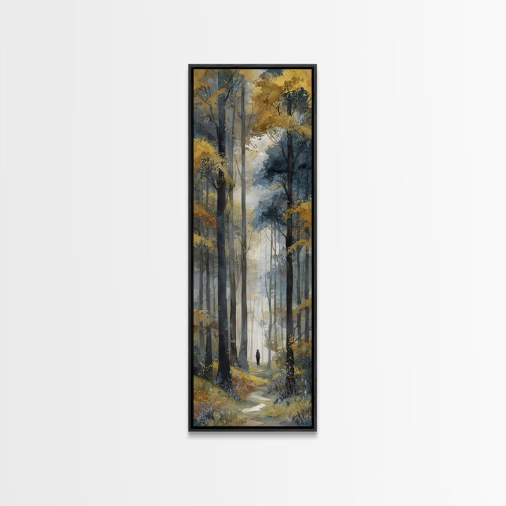 Woodland Path with Golden Autumn Atmosphere Canvas Print, Art, Digital Wall Art, Living Room Decor, Fine Art, ART-1x3-11