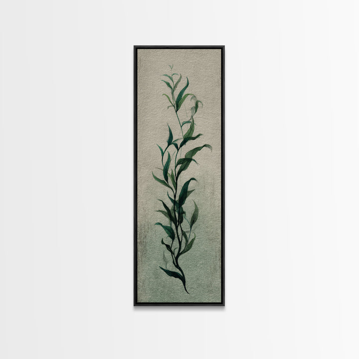 Minimal Botanical Ink Drawing on Handmade Paper Canvas Print, Art, Neutral Decor, Living Room Decor, Fine Art, ART-1x3-17