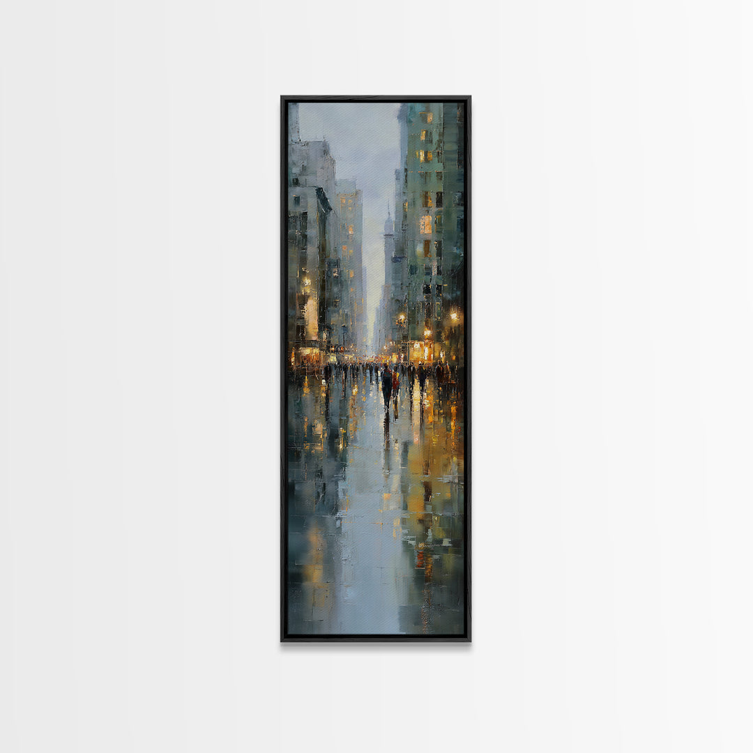 Moody City Scene Reflected Canvas Print, Art, Canvas Art, Living Room Decor, Fine Art, Horizontal Wall Art, Home Decor, ART-1x3-22