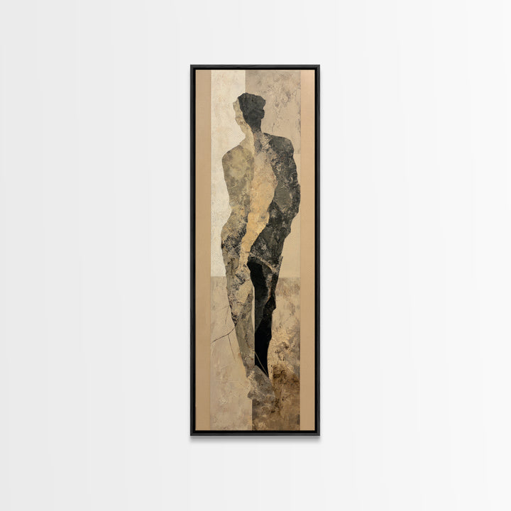 Simple Monochrome Figure Study Framed Canvas Print, Art, Home Decor, Living Room Decor, Fine Art, Minimalist Decor, ART-1x3-24