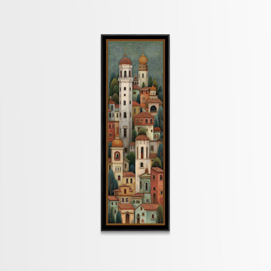 Naive Folk Art Village Canvas Print, Art, Wall Decor, Living Room Decor, Fine Art, Wall Art, Art Prints, Digital Art, ART-1x3-32