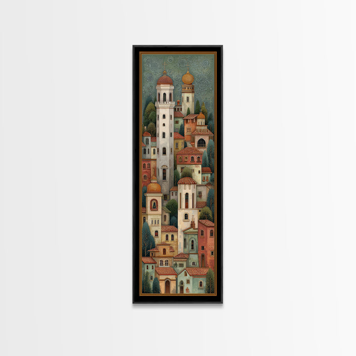 Naive Folk Art Village Canvas Print, Art, Wall Decor, Living Room Decor, Fine Art, Wall Art, Art Prints, Digital Art, ART-1x3-32