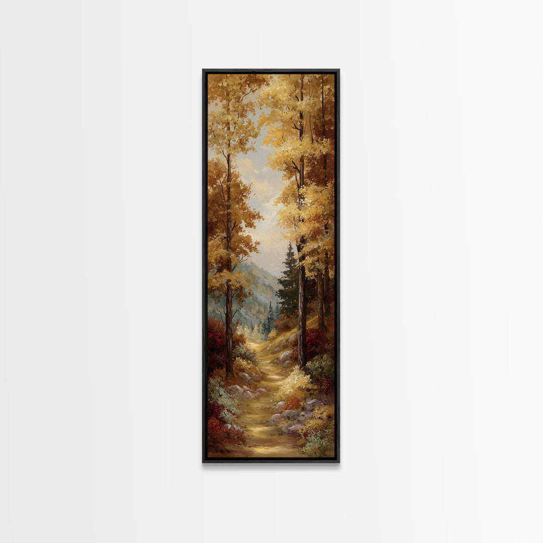Woodland Path with Golden Autumn Atmosphere Canvas Print, Art, Modern Decor, Living Room Decor, Fine Art, Art Prints, ART-1x3-35