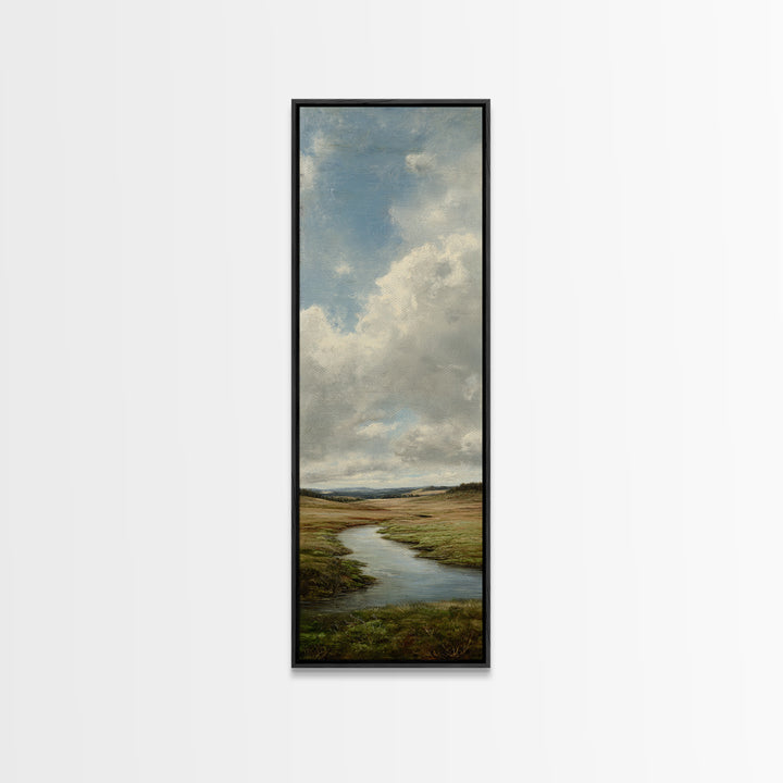 Classic Landscape with Winding River and Atmospheric Canvas Print, Art, Textured Painting, Living Room Decor, Oil Painting, ART-1x3-39