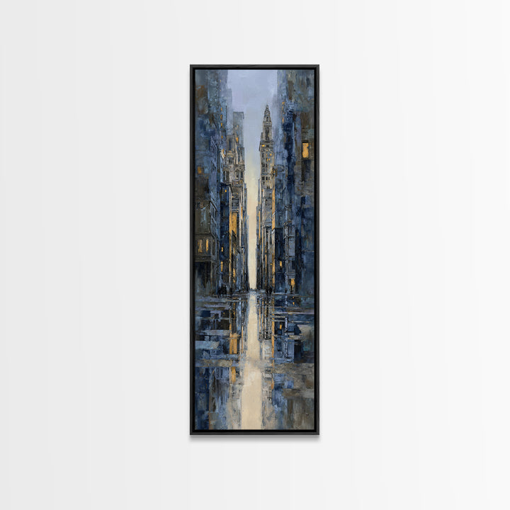 Moody City Scene Reflected Framed Canvas Print, Art, Prints Wall Art, Living Room Decor, Fine Art, Fine Art Print, ART-1x3-46