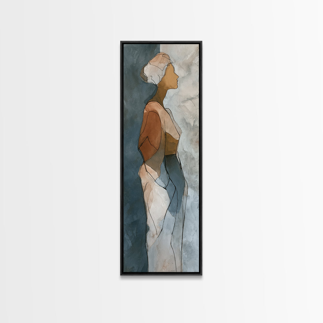 Simple Monochrome Figure Study Canvas Print, Art, Statement Artwork, Living Room Decor, Fine Art, Digital Art, ART-1x3-48
