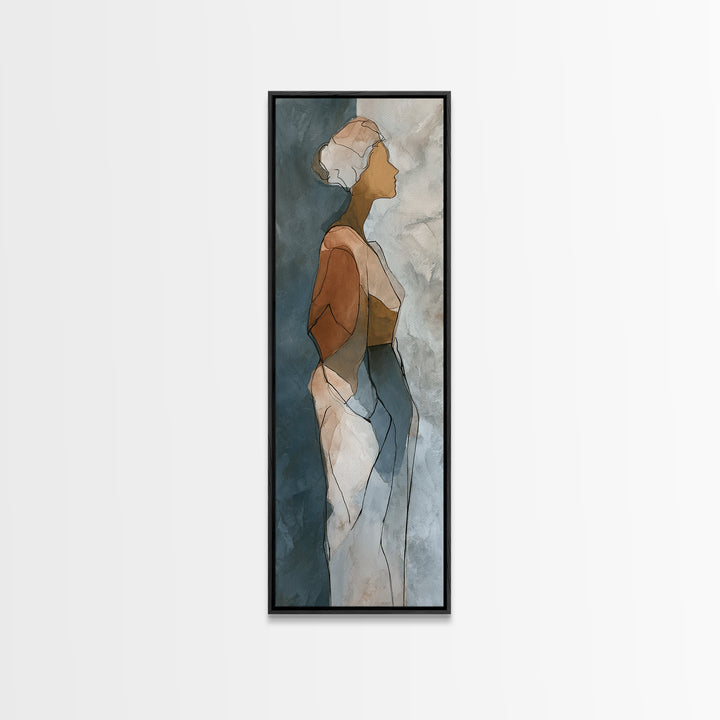 Simple Monochrome Figure Study Canvas Print, Art, Statement Artwork, Living Room Decor, Fine Art, Digital Art, ART-1x3-48