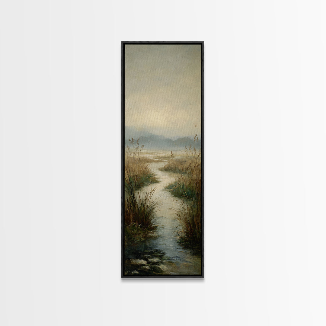 Classic Landscape with Winding River and Atmospheric Canvas Print, Art, Art Commission, Living Room Decor, Fine Art, ART-1x3-63