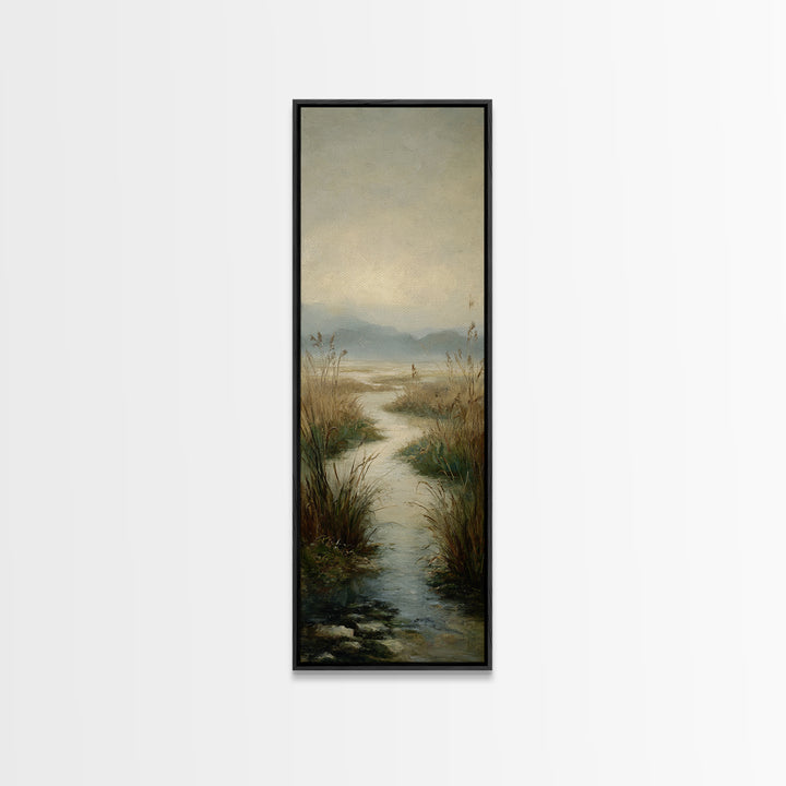 Classic Landscape with Winding River and Atmospheric Canvas Print, Art, Art Commission, Living Room Decor, Fine Art, ART-1x3-63