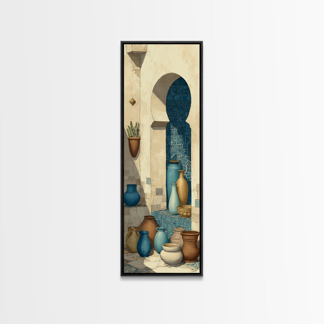 Architectural Archway in Warm Mediterranean Light Canvas Print, Art, Abstract Wall Art, Living Room Decor, Oil Painting, ART-1x3-82