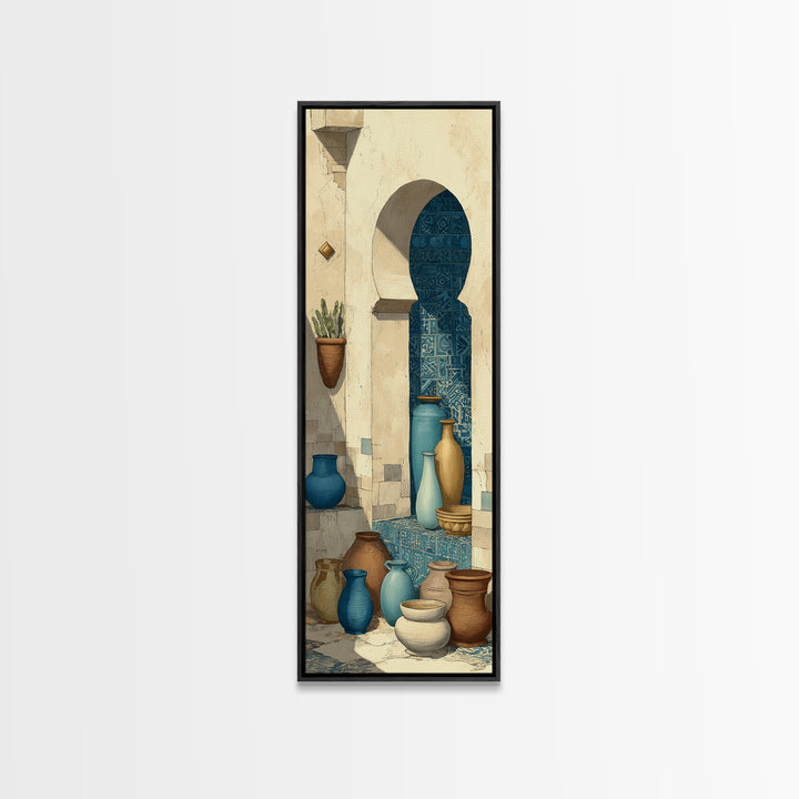 Architectural Archway in Warm Mediterranean Light Canvas Print, Art, Abstract Wall Art, Living Room Decor, Oil Painting, ART-1x3-82