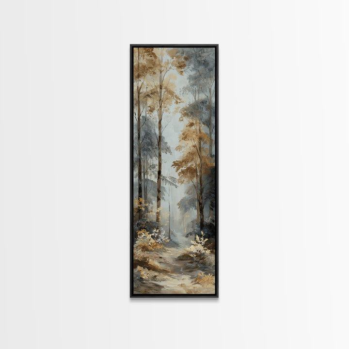 Woodland Path with Golden Autumn Atmosphere Framed Canvas Print, Art, Metal Wall Art, Living Room Decor, Fine Art, ART-1x3-83