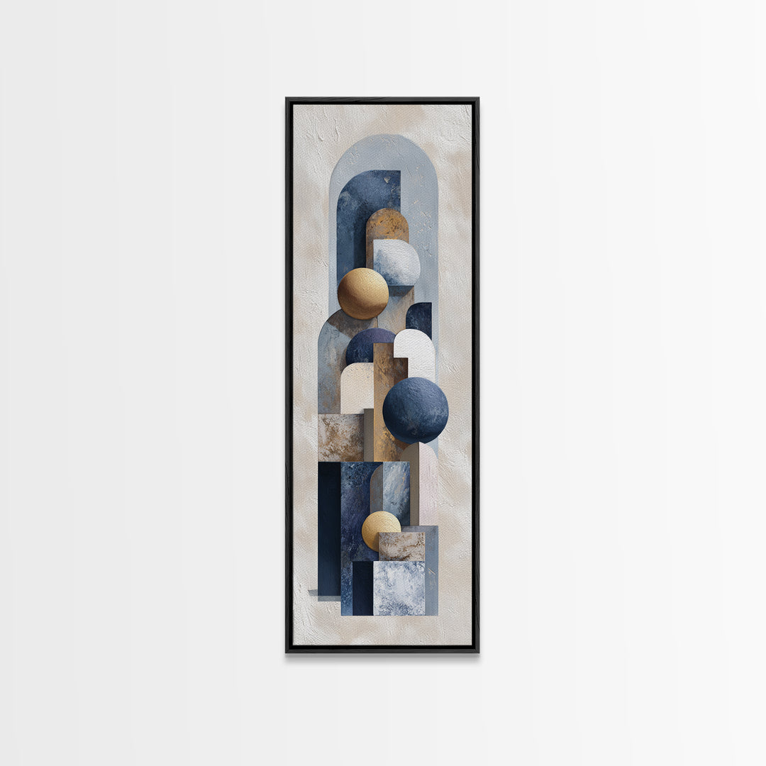 Modern Sculptural Shapes Rendered as Painted Forms Canvas Print, Art, Neutral Decor, Living Room Decor, Abstract Art, ART-1x3-90