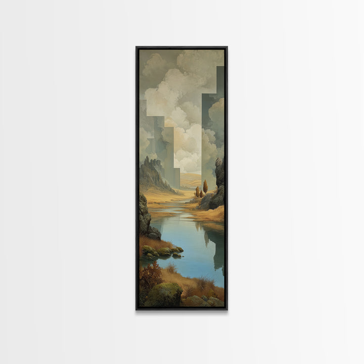 Surreal Dream Landscape Canvas Print, Art, Canvas Wall Art, Living Room Decor, Oil Painting, Boho Wall Art, Pink Wall Art, ART-1x3-95