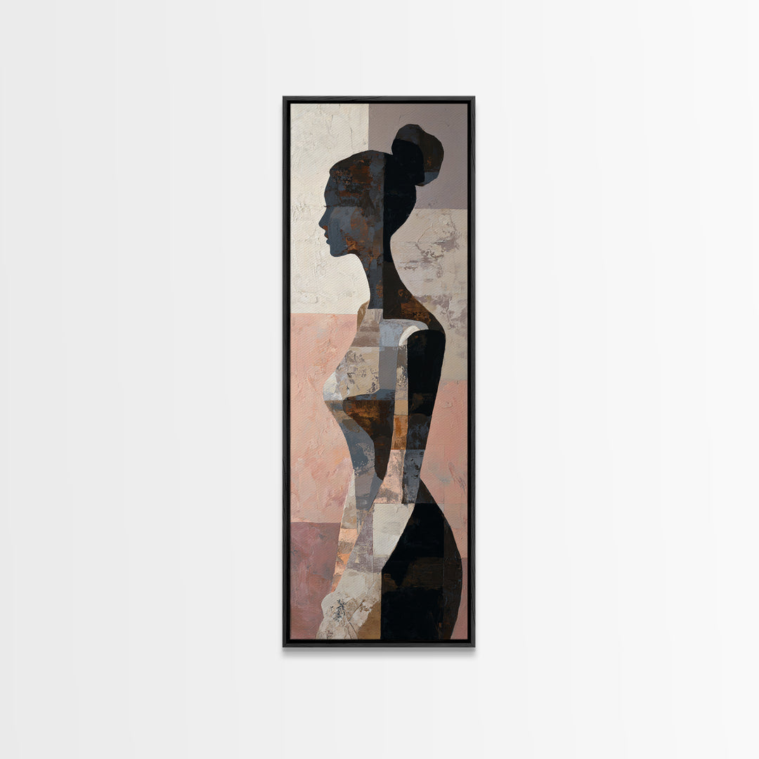 Simple Monochrome Figure Study Framed Canvas Print, Art, Digital Wall Art, Living Room Decor, Fine Art, Framed Art, ART-1x3-96