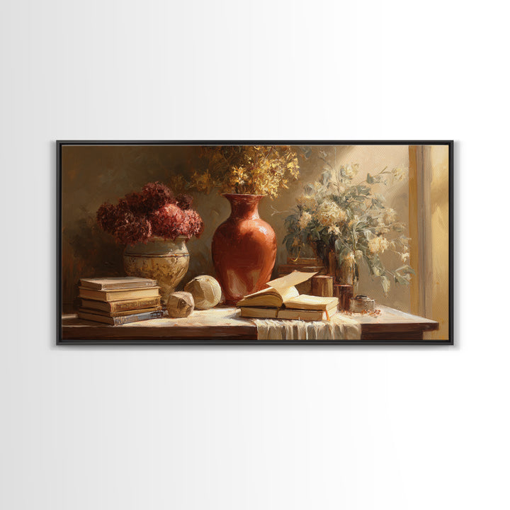 Sunlit Interior Still Life Framed Canvas Print, Art, Modern Decor, Living Room Decor, Fine Art, Art Prints, Digital Art, ART-2x1-10