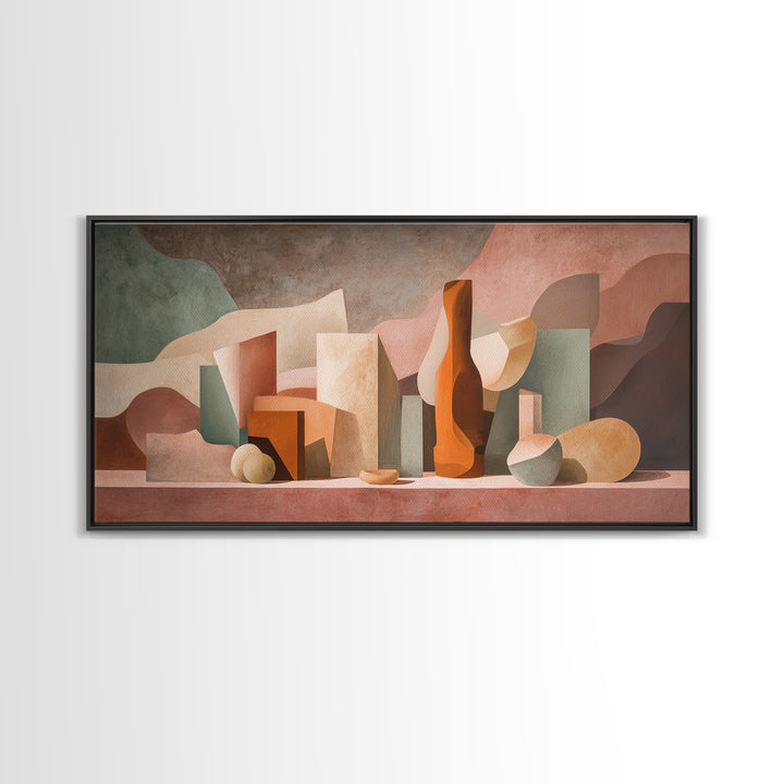 Modern Sculptural Shapes Rendered as Painted Forms Canvas Print, Art, Wall Decor, Living Room Decor, Fine Art, ART-2x1-26