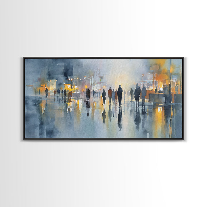 Moody City Scene Reflected Framed Canvas Print, Art, Neutral Decor, Living Room Decor, Fine Art, Art Prints, ART-2x1-30