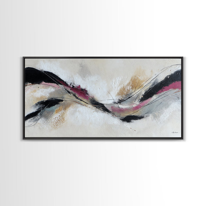 Contemporary Abstract with Layered Pigments and Energetic Framed Canvas Print, Art, Boho Decor, Living Room Decor, Fine Art, ART-2x1-46