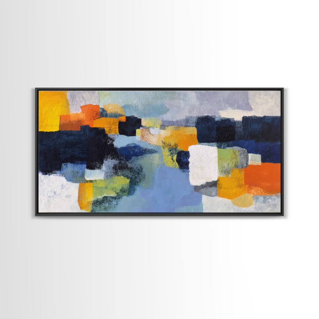 Contemporary Abstract with Layered Pigments and Energetic Canvas Print, Art, Minimalist Decor, Living Room Decor, Fine Art, ART-2x1-70