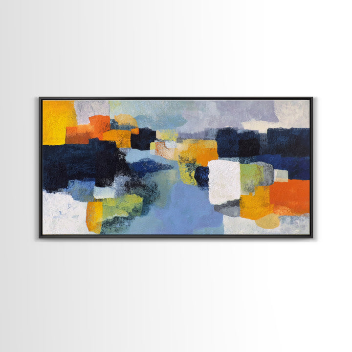 Contemporary Abstract with Layered Pigments and Energetic Canvas Print, Art, Minimalist Decor, Living Room Decor, Fine Art, ART-2x1-70