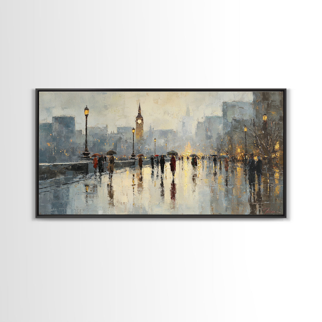 Moody City Scene Reflected Canvas Print, Art, Luxury Decor, Living Room Decor, Fine Art, Metal Wall Art, Art Commission, ART-2x1-78