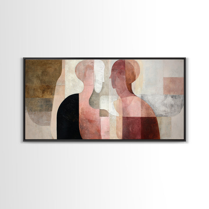 Simple Monochrome Figure Study Framed Canvas Print, Art, Boho Decor, Living Room Decor, Fine Art, Printable Wall Art, ART-2x1-8
