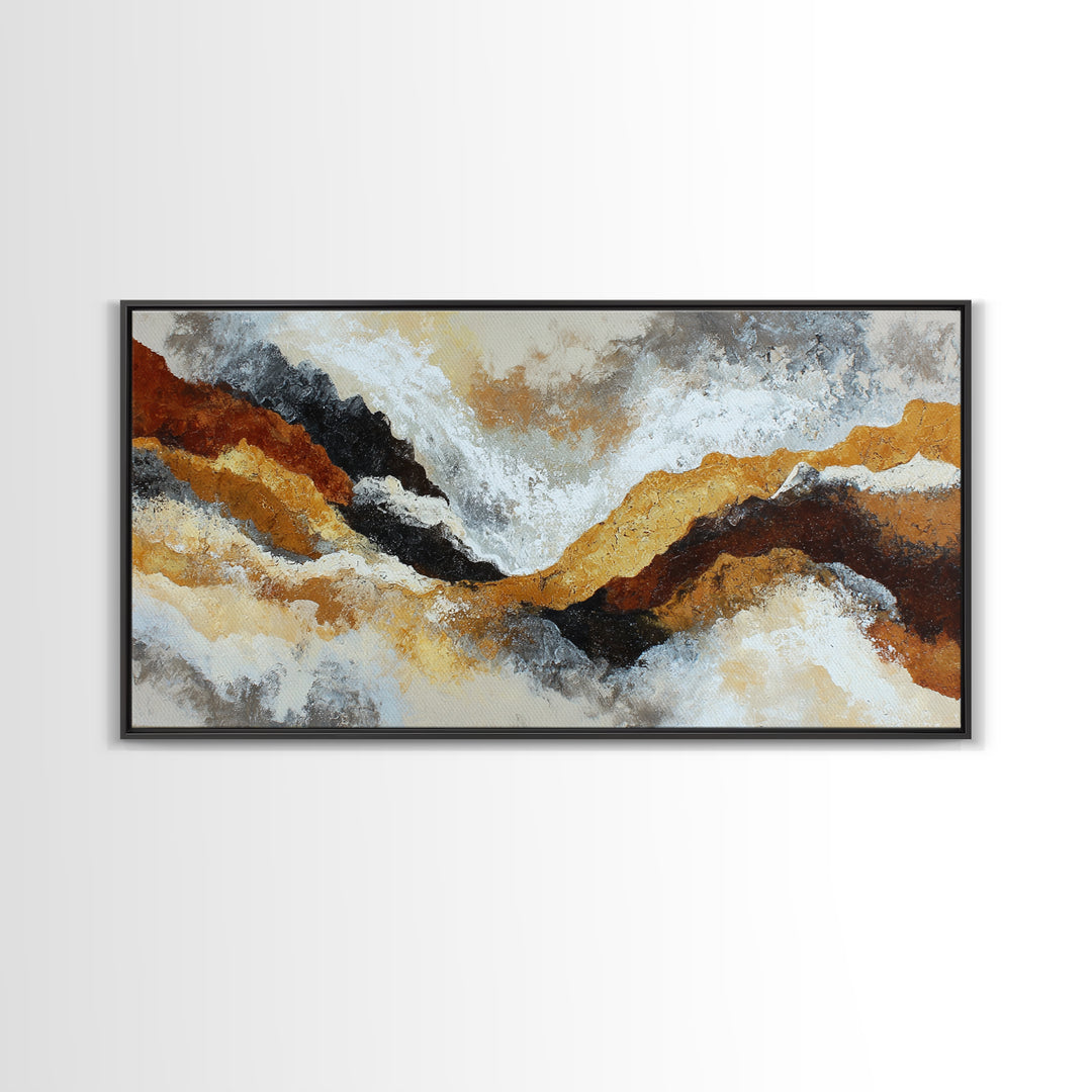 Contemporary Abstract with Layered Pigments and Energetic Canvas Print, Art, Minimalist Decor, Living Room Decor, Fine Art, ART-2x1-94