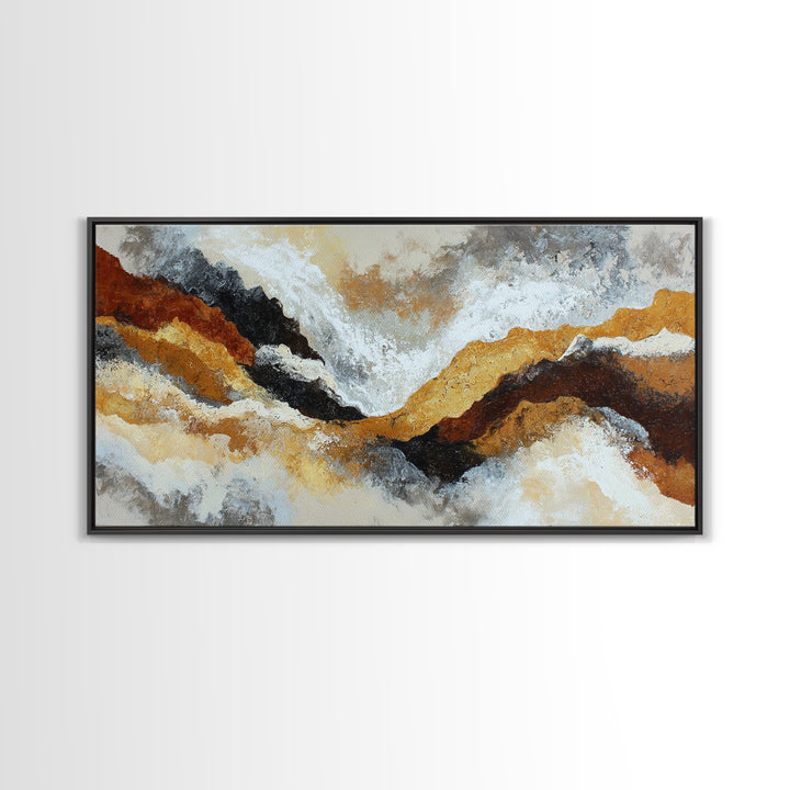 Contemporary Abstract with Layered Pigments and Energetic Canvas Print, Art, Minimalist Decor, Living Room Decor, Fine Art, ART-2x1-94