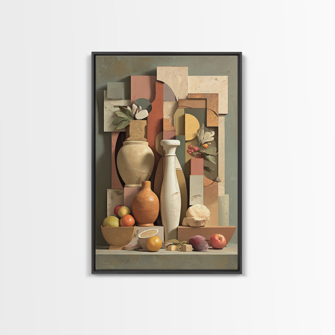 Modern Sculptural Shapes Rendered as Painted Forms Canvas Print, Art, Neutral Decor, Living Room Decor, Abstract Art, ART-2x3-14