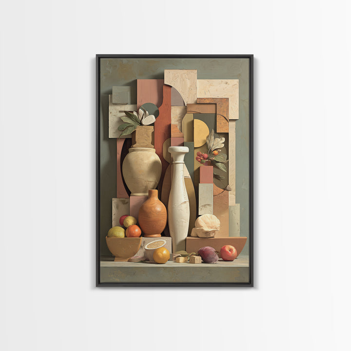 Modern Sculptural Shapes Rendered as Painted Forms Canvas Print, Art, Neutral Decor, Living Room Decor, Abstract Art, ART-2x3-14