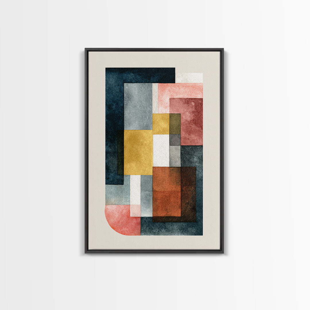 Geometric Color Study Framed Canvas Print, Art, Textured Painting, Living Room Decor, Fine Art, Digital Wall Art, ART-2x3-17