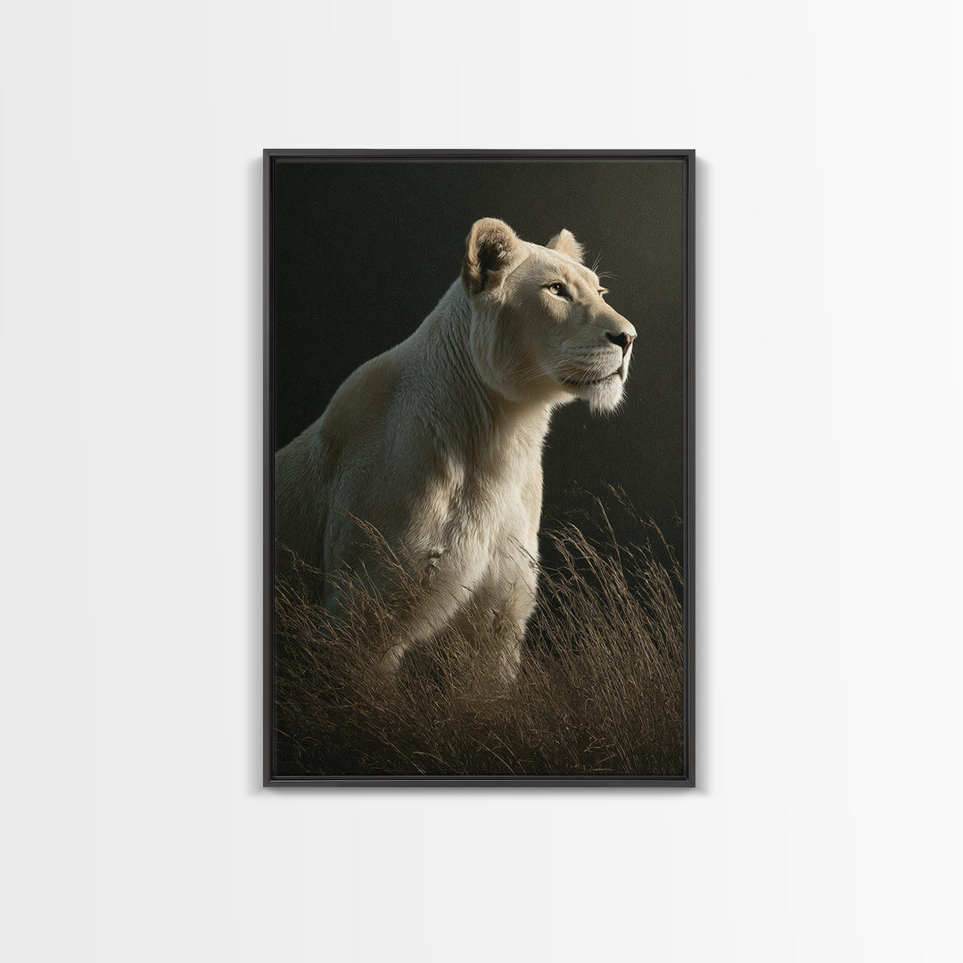 Elegant Animal Portrait Framed Canvas Print, Art, Home Decor, Living Room Decor, Fine Art, Minimalist Decor, ART-2x3-2