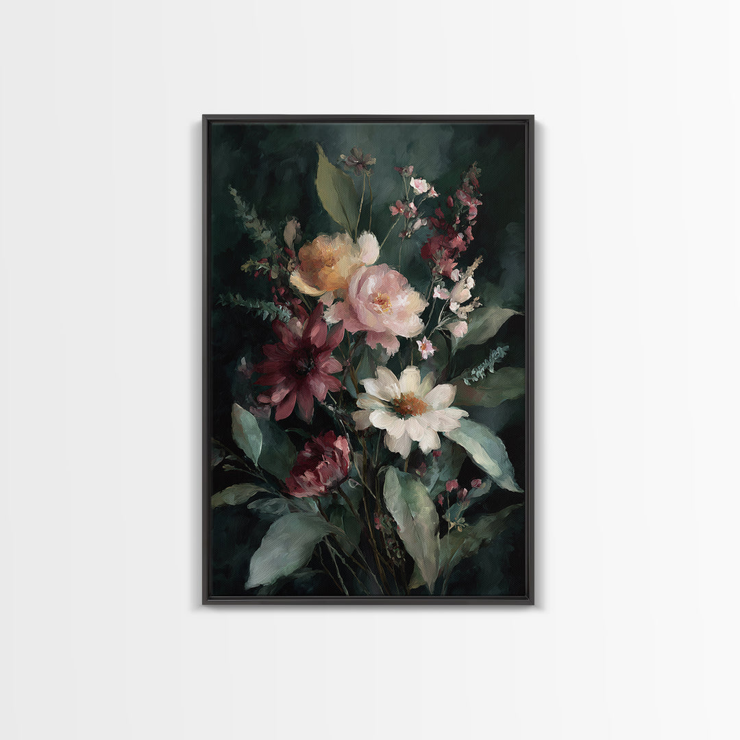 Painterly Meadow with Loose Impressionist Flowers Canvas Print, Art, Boho Wall Art, Living Room Decor, Fine Art, ART-2x3-23