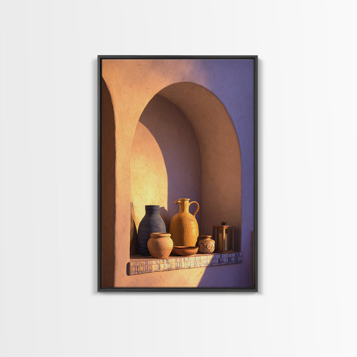 Architectural Archway in Warm Mediterranean Light Framed Canvas Print, Art, Gallery Decor, Living Room Decor, Fine Art, ART-2x3-30