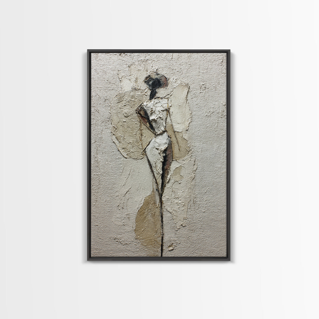Simple Monochrome Figure Study Framed Canvas Print, Art, Minimalist Decor, Living Room Decor, Fine Art, Large Wall Art, ART-2x3-68