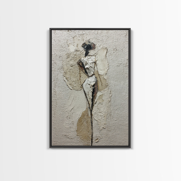 Simple Monochrome Figure Study Framed Canvas Print, Art, Minimalist Decor, Living Room Decor, Fine Art, Large Wall Art, ART-2x3-68