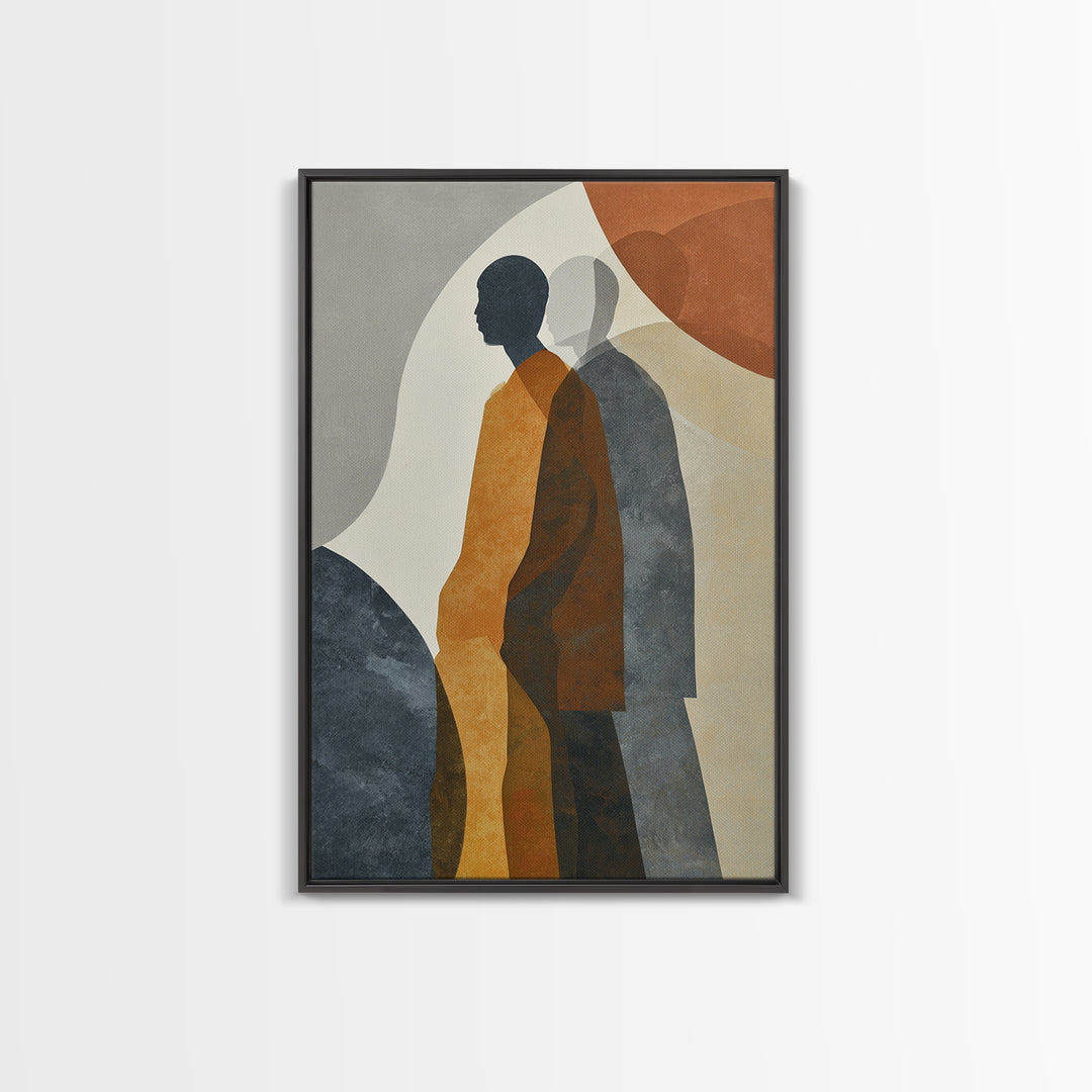 Simple Monochrome Figure Study Framed Canvas Print, Art, Framed Art, Living Room Decor, Fine Art, Neutral Decor, ART-2x3-92