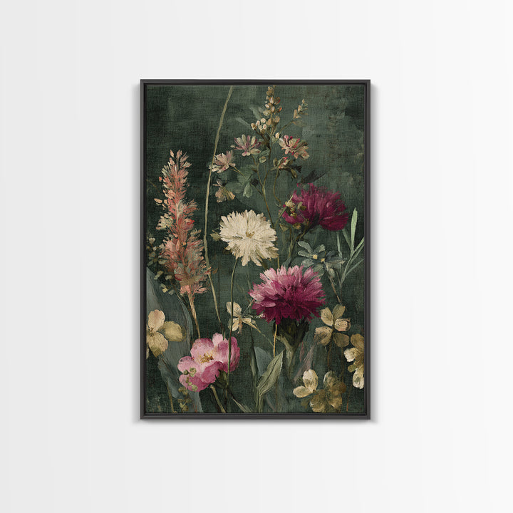 Painterly Meadow with Loose Impressionist Flowers Canvas Print, Art, Wall Art Prints, Living Room Decor, Watercolor Art, ART-2x3-95