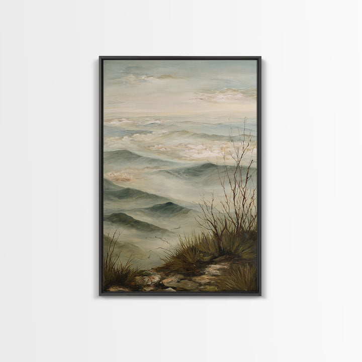 Quiet Mountain Scene Framed Canvas Print, Art, Digital Art, Living Room Decor, Fine Art, Abstract Art, Canvas Art, ART-2x3-97