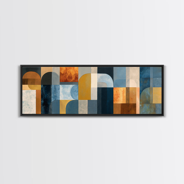 Geometric Color Study Framed Canvas Print, Art, Metal Wall Art, Living Room Decor, Abstract Art, Textured Wall Art, ART-3x1-1