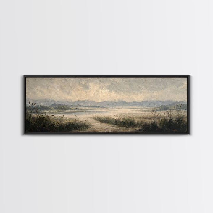 Classic Landscape with Winding River and Atmospheric Canvas Print, Art, Gallery Decor, Living Room Decor, Fine Art, ART-3x1-19